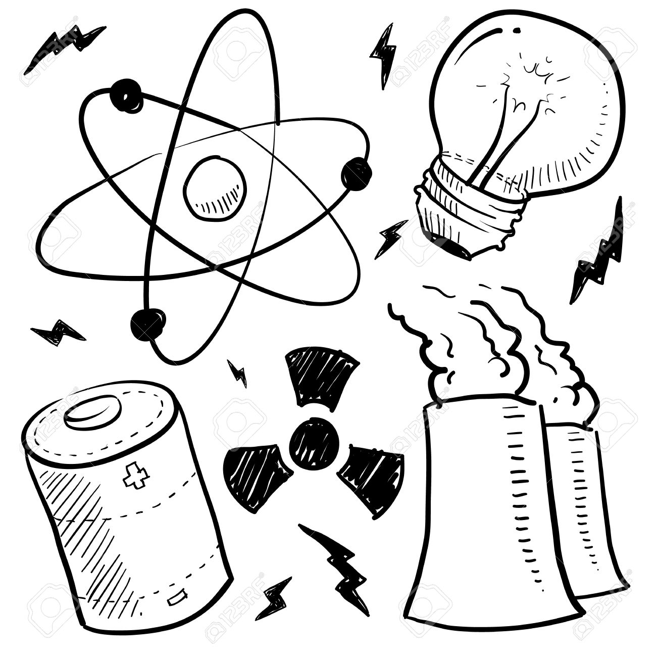 1299x1300 Doodle Style Nuclear Energy Or Power Sketch In Vector Format