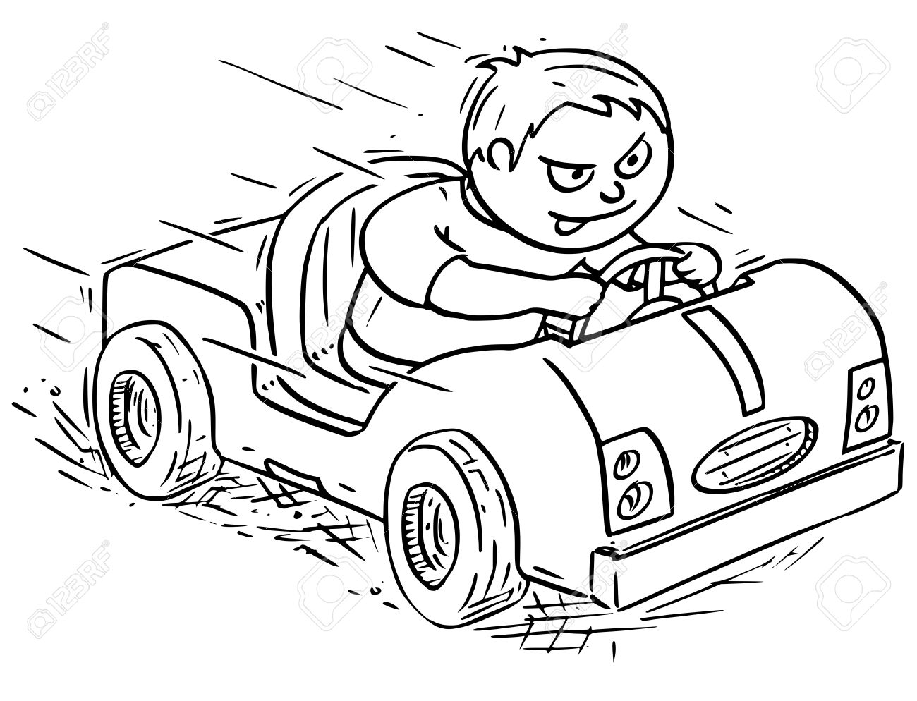 1300x994 Hand Drawing Vector Cartoon Of A Boy Driving Pedal Or Battery
