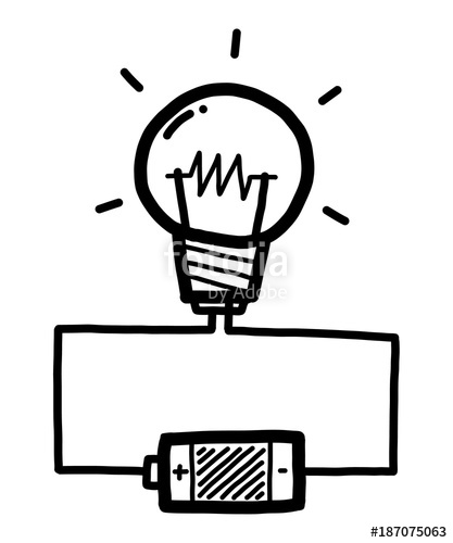 417x500 Light Bulb With Battery Cartoon Vector And Illustration, Black