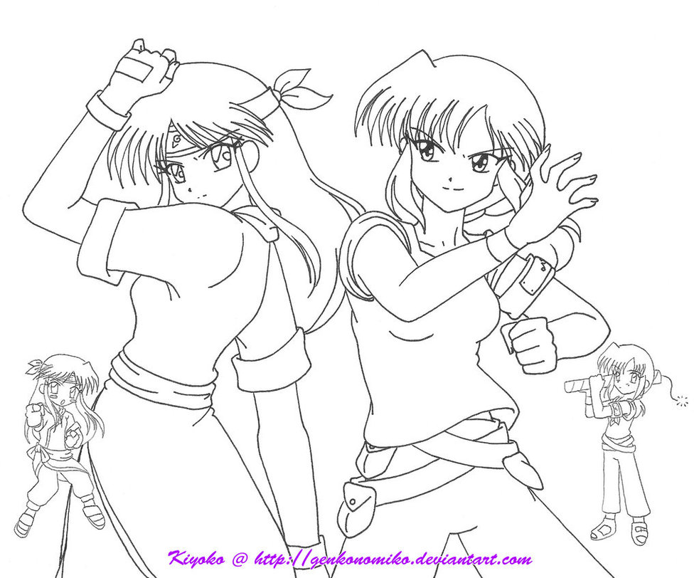 983x812 Akemi And Kiyoko Battle Poses By Genkonomiko