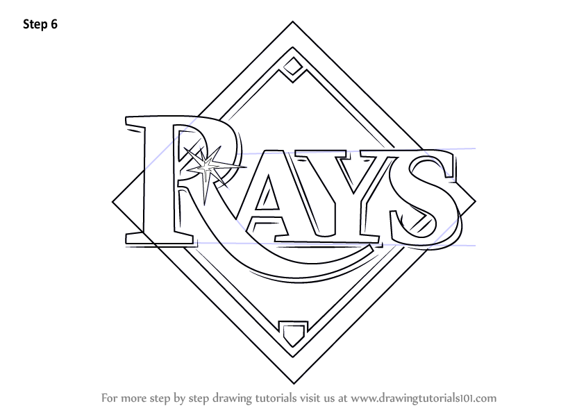 844x598 Learn How To Draw Tampa Bay Rays Logo (Mlb) Step By Step Drawing