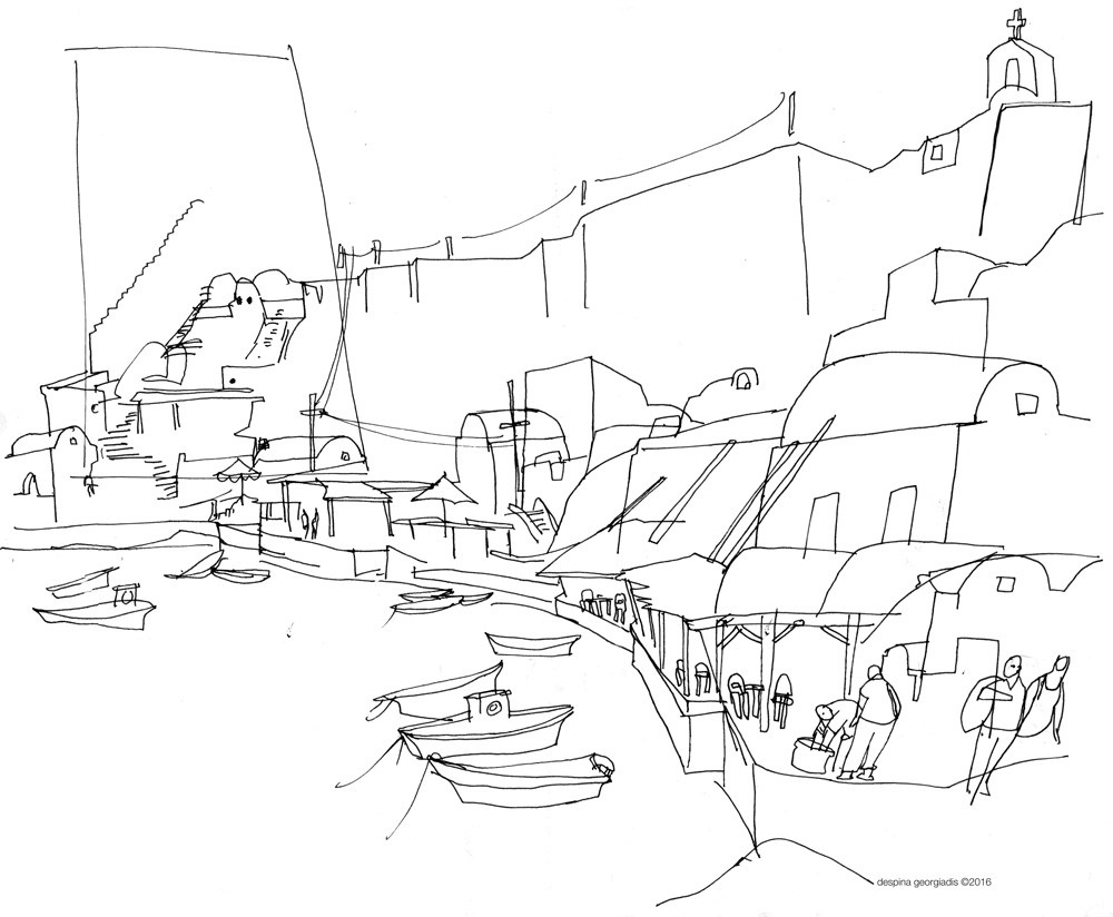 1000x824 Santorini Line Drawing