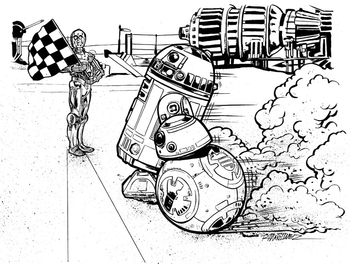 720x543 Original Art Star Wars Bb 8 Vs R2d2 Randy Martinez Art Store