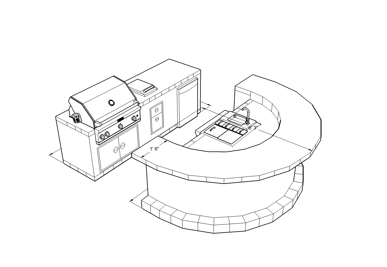 1276x879 9300 Series Barbecue Island Design With Hot And Cold Round Bar