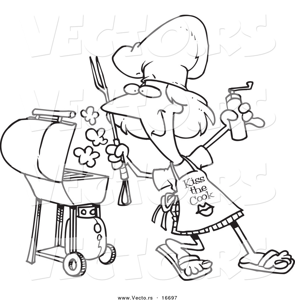 1024x1044 Vector Of A Cartoon Girl Holding A Pepper Grinder By Her Bbq