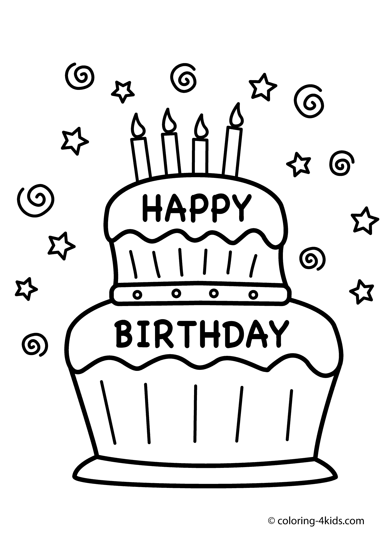 1483x2079 Cake Happy Birthday Party Coloring Pages Nice Coloring Pages