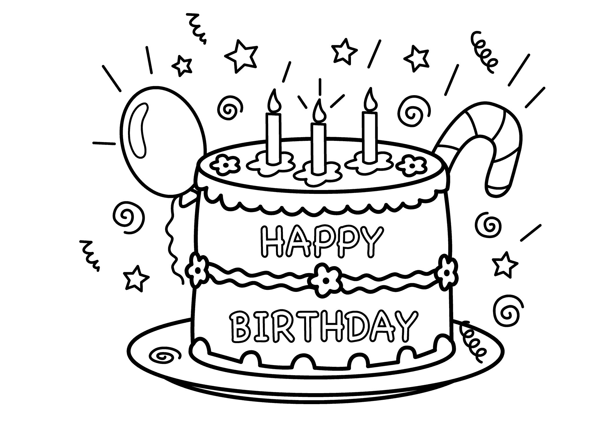 2079x1483 Birthday Cake Coloring Pages Free Draw To Color