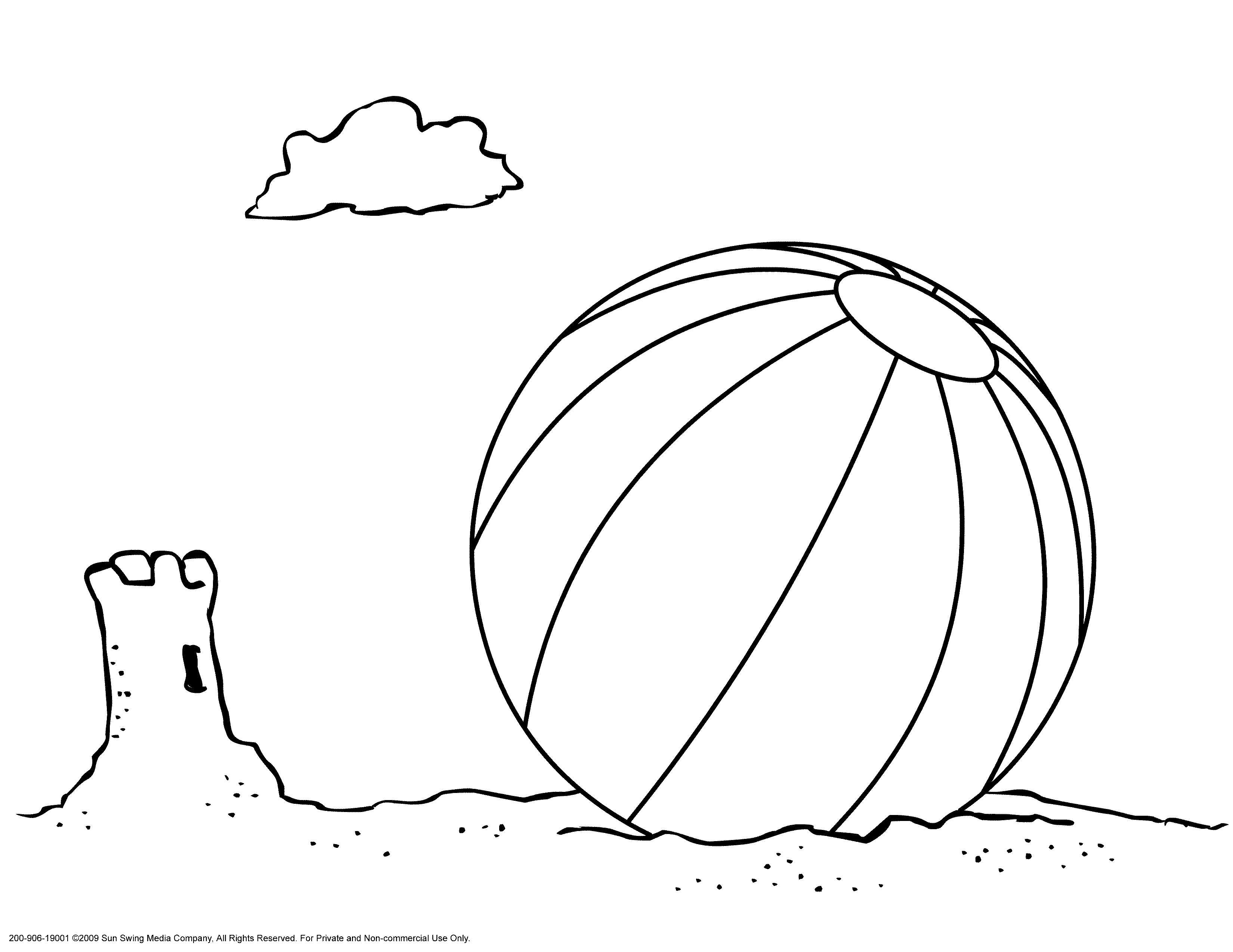 3300x2550 Beach Ball And Sand Castle Coloring Page