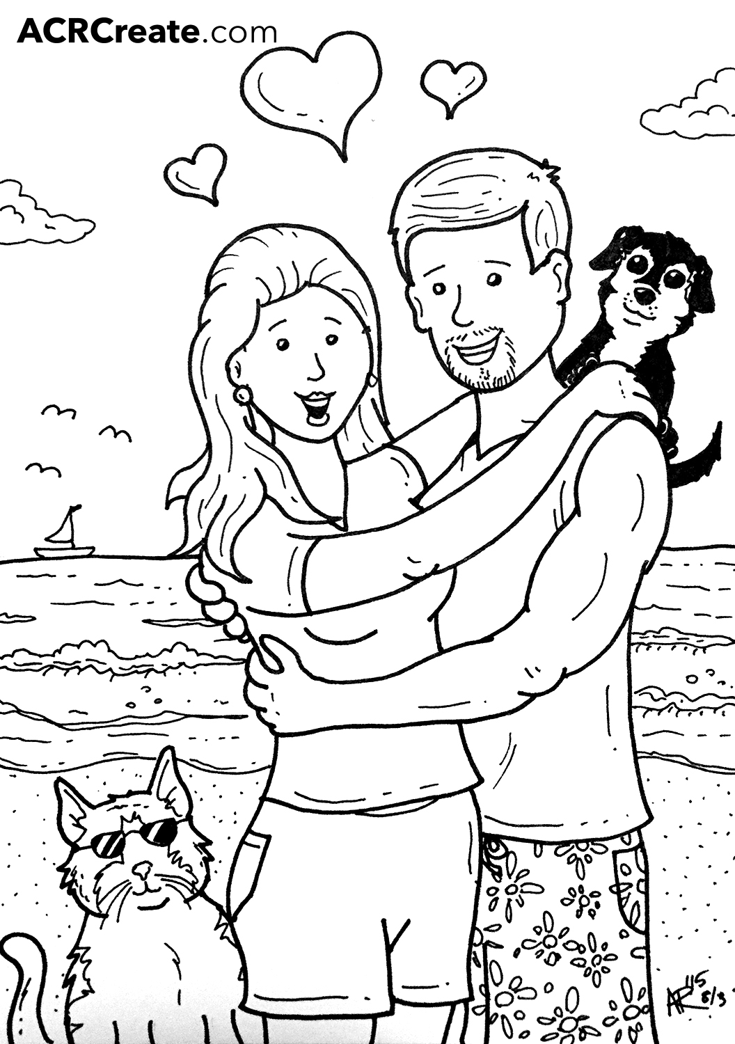 1056x1500 Custom Cartoon Drawing For Anniversary Gift