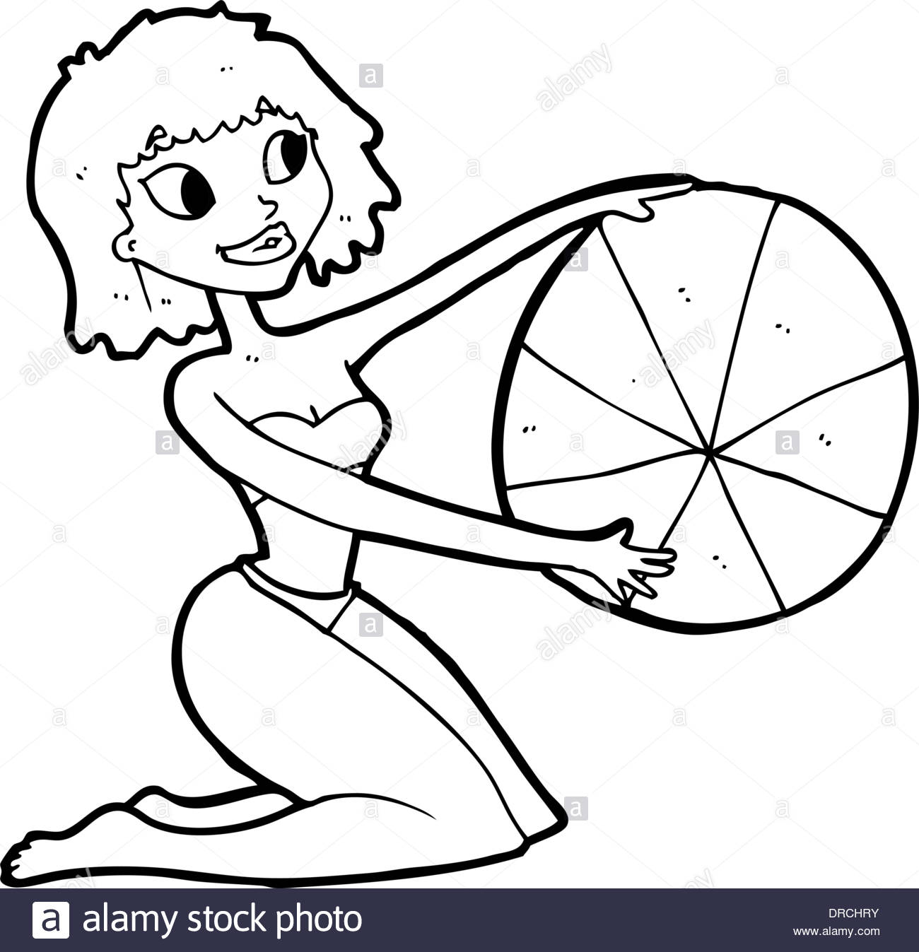 1300x1347 Cartoon Bikini Girl With Beach Ball Stock Vector Art