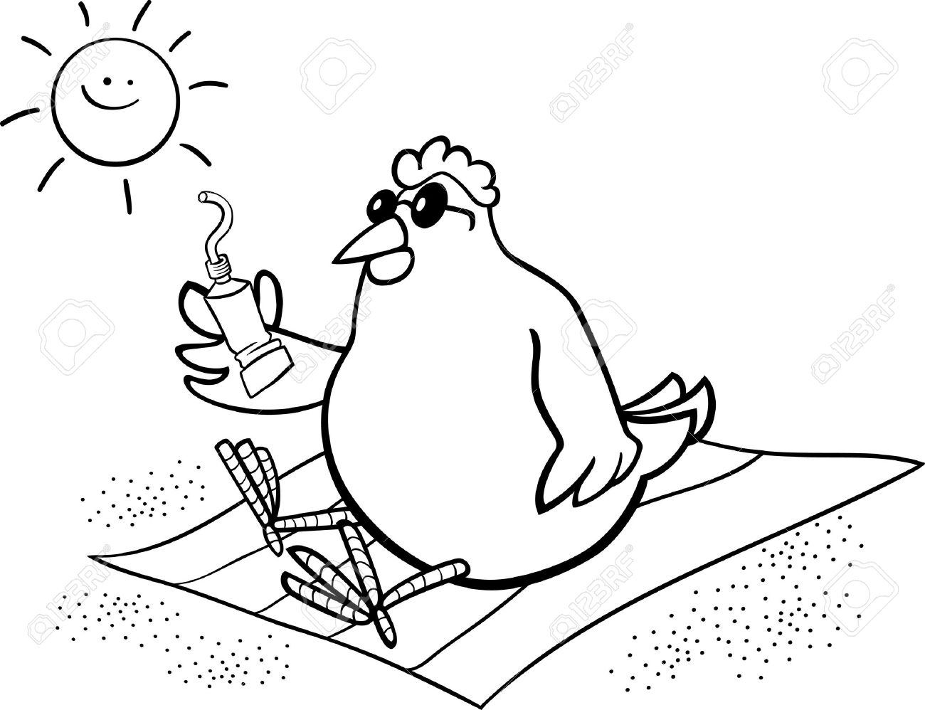 1300x998 Black And White Cartoon Illustration Of Chicken Or Hen On