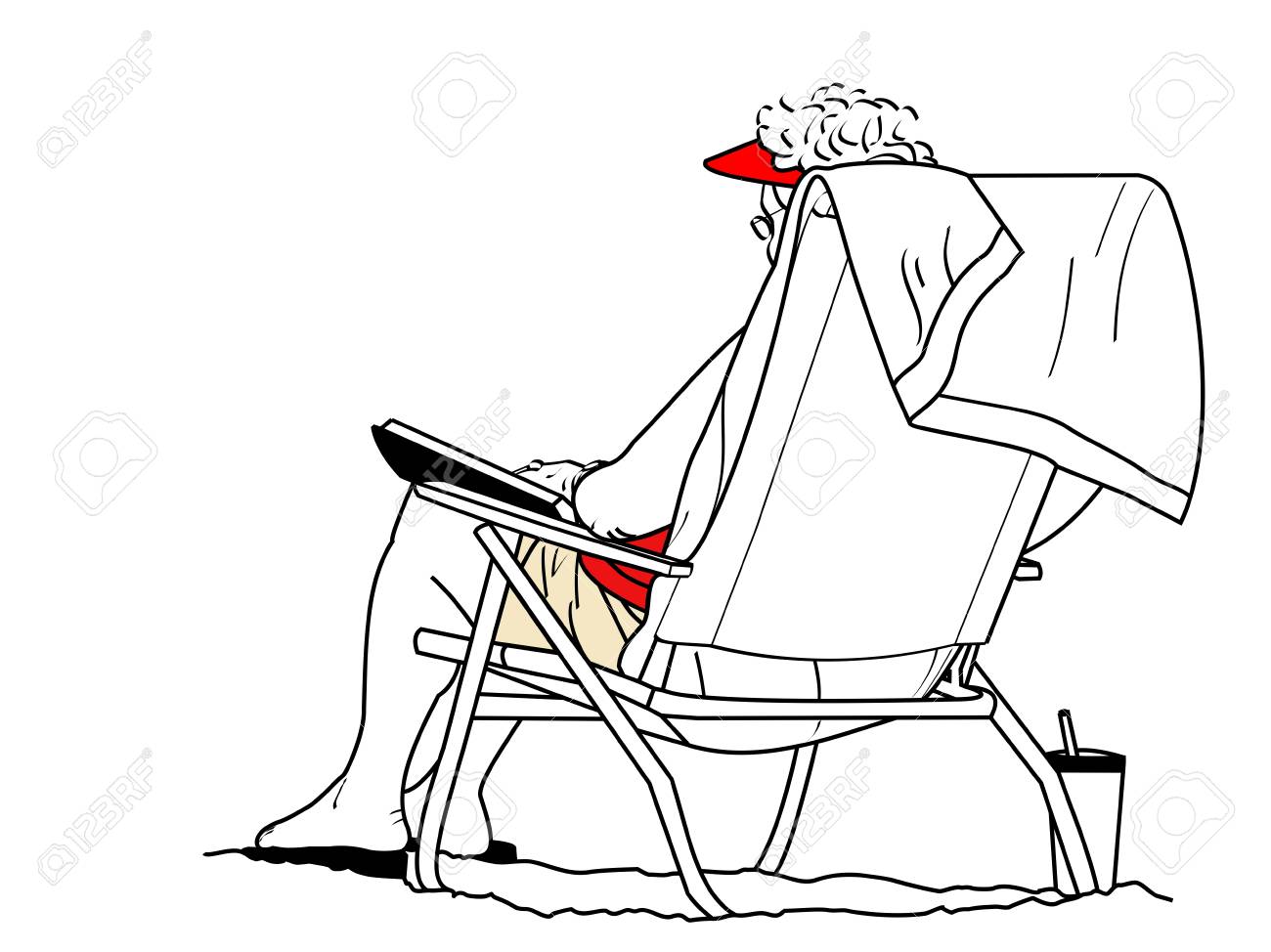 1300x974 Line Drawing Ofn Older Woman Sitting In Chair Reading