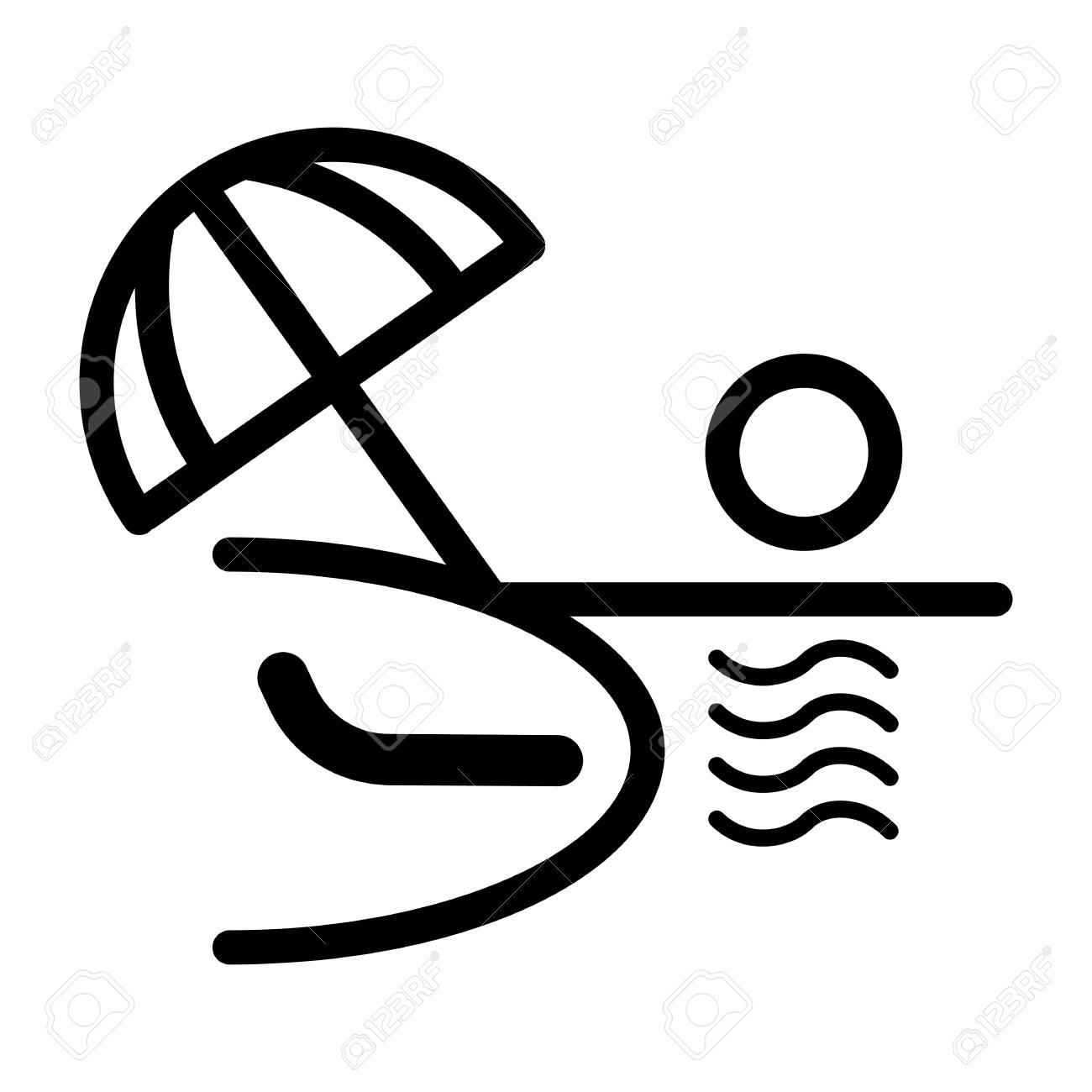 1300x1300 Ocean Or Sea Beach, Vector. Black And White Vector Illustration