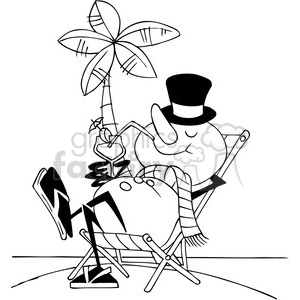 300x300 Royalty Free Black And White Snowman On A Beach Cartoon 388071