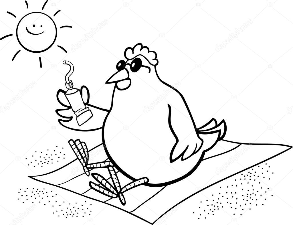 1024x786 Chicken On The Beach Coloring Page Stock Vector Izakowski