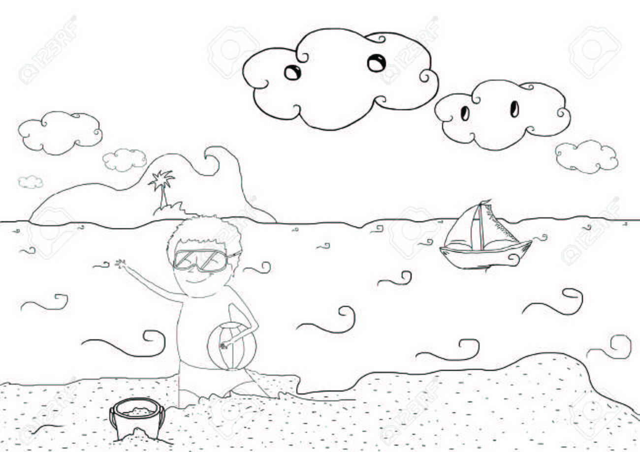 1300x919 Drawing Plate For Kids With Summer Holiday Atmosphere And A Child