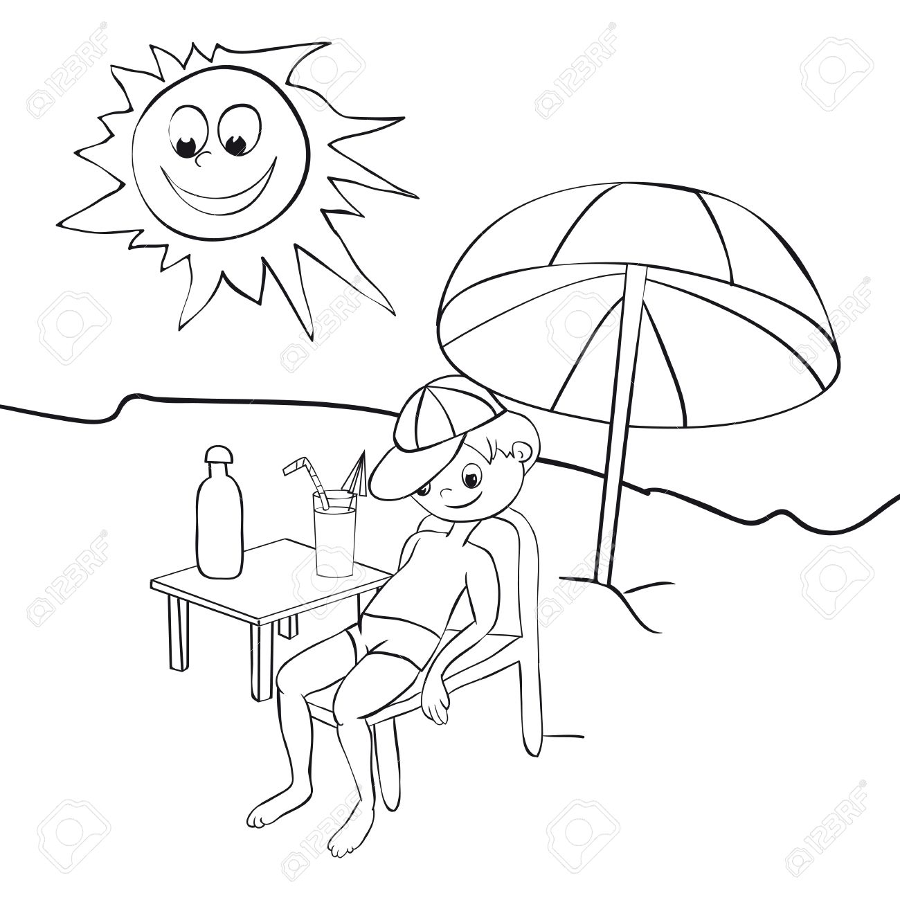 1300x1300 Trendy Ideas Beach Outline The Boy On Illustration Royalty Free