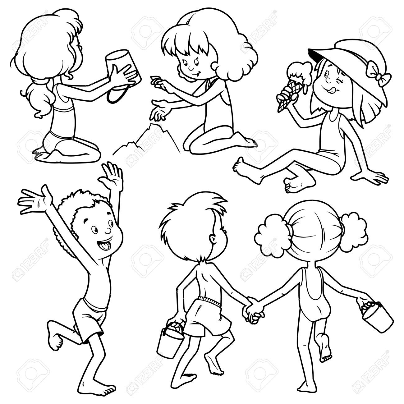 1300x1300 Wonderful Design Ideas Beach Outline Kids On The Vector