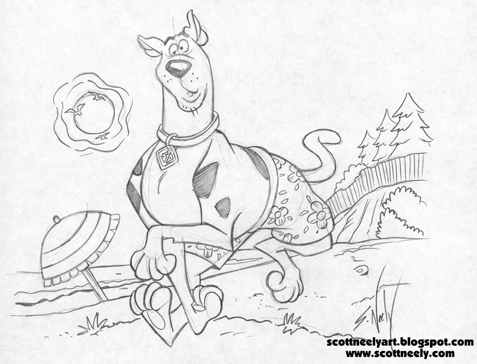 975x743 Scott Neely's Scribbles And Sketches! Scooby At The Beach Sketch