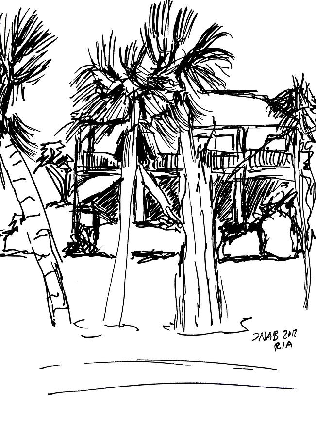 651x900 Beach House Between Trees Drawing By J Nell Bliss