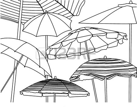 450x351 A Line Drawing Of Many Different Styles Of Beach Umbrellas Stock