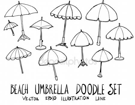 450x352 Set Of Beach Umbrella Illustration Hand Drawn Doodle Sketch Line