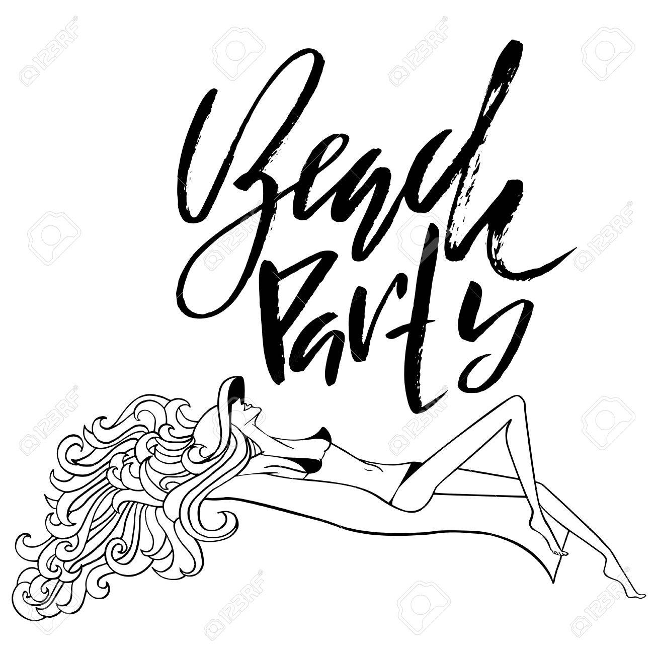 1300x1300 Beach Party. Ink Hand Lettering. Modern Brush Calligraphy