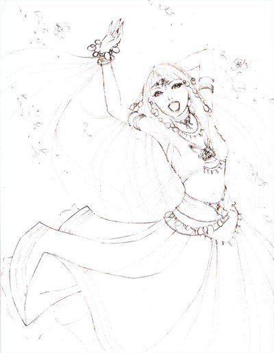 400x515 Beach Girl Drawing