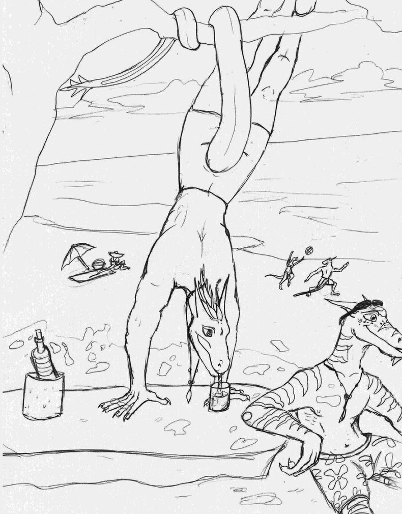 790x1010 Beach Scene Sketch By Mirandapavelle