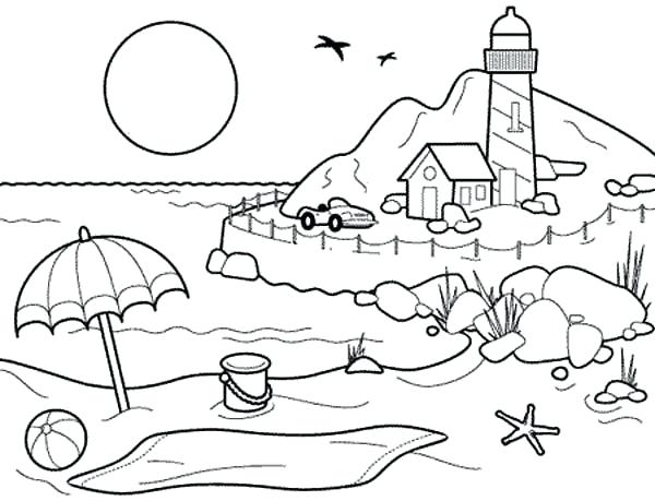 600x459 Beach Umbrella Coloring Page. Gallery Of Umbrella Black And White