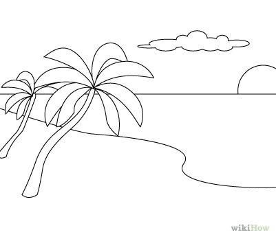 401x348 How To Draw A Tropical Beach Scene In 5 Steps Beach Scenes