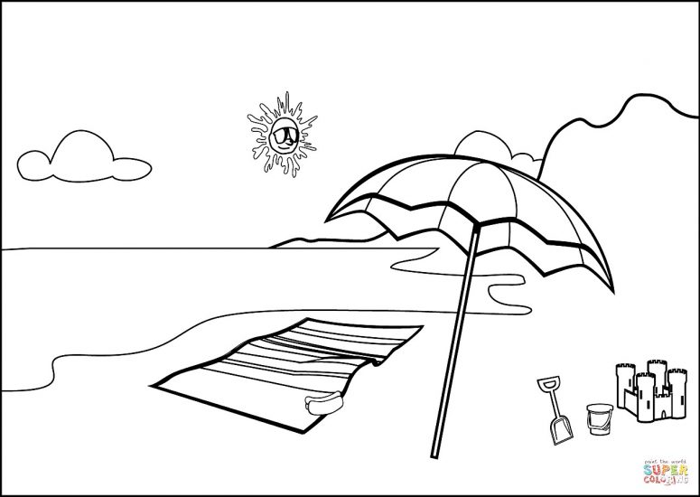 775x550 Beach Scene Coloring Page
