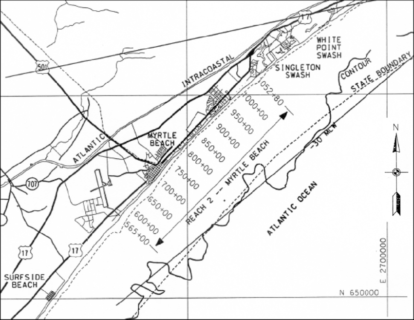 850x657 Federal Project Limits For Reach 2 Myrtle Beach Shore Protection