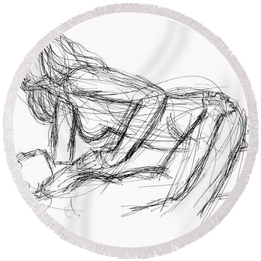 850x850 Copulation Drawings 2 Round Beach Towel For Sale By Gordon Punt