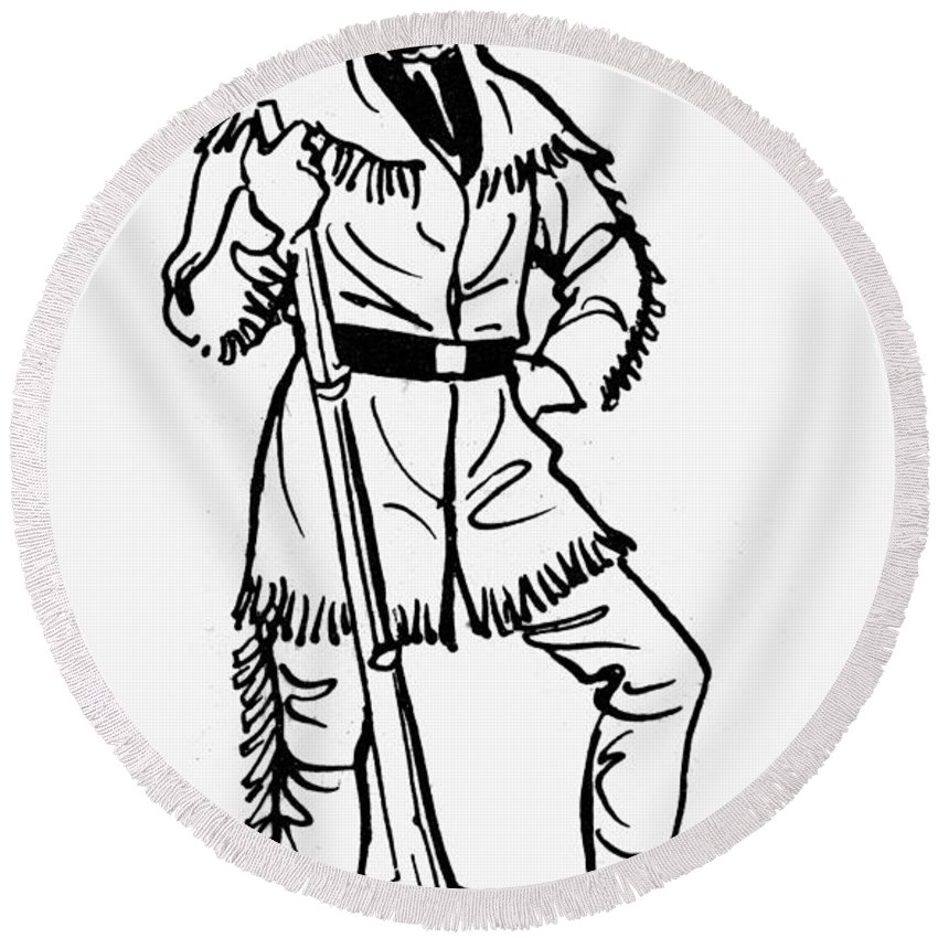 850x850 Davy Crockett (1786 1836) Round Beach Towel For Sale By Granger