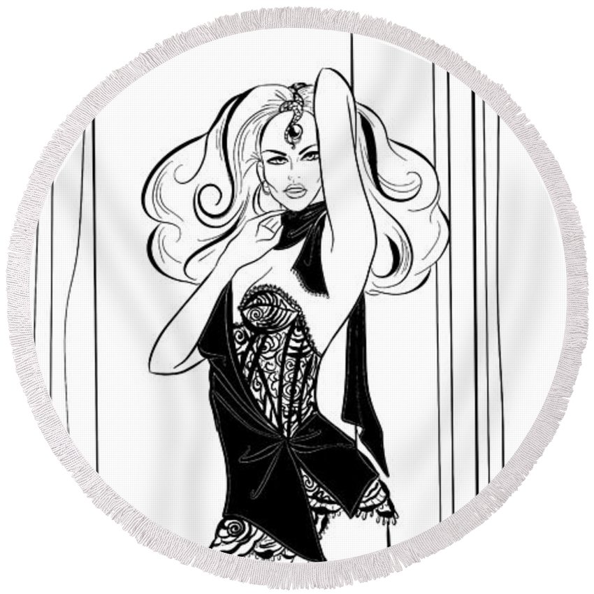 850x850 Fashion Illustration Round Beach Towel For Sale By Aemiliana