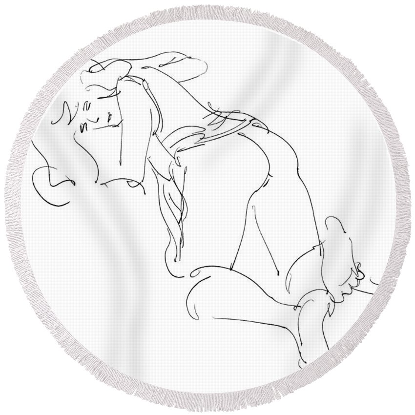 850x850 Female Sexy Drawings 19 Round Beach Towel For Sale By Gordon Punt