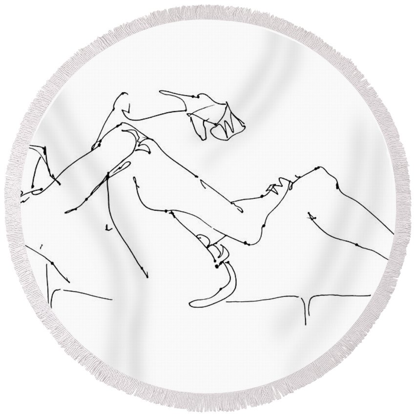 850x850 Naked Male Drawings 13 Round Beach Towel For Sale By Gordon Punt