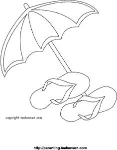235x300 Beach Fun Coloring Flip Flops And Umbrella