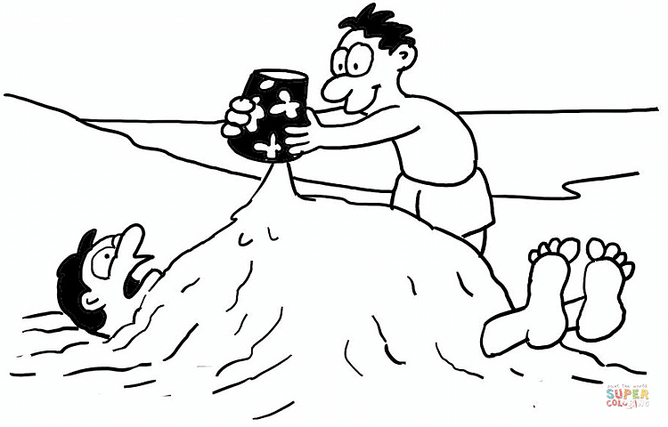 750x480 Playing On The Beach With A Sand Coloring Page Free Printable