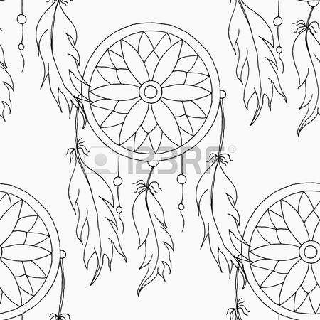 450x450 Hand To Draw A Seamless Pattern Dreamcatcher With Beads