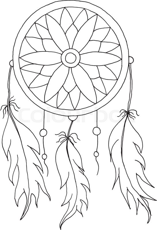 546x800 Hand To Draw A Dreamcatcher With Beads And Feathers Of Birds