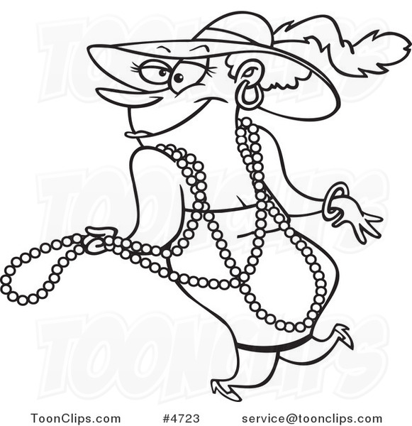 581x600 Cartoon Black And White Line Drawing Of A Stylish Lady Wearing