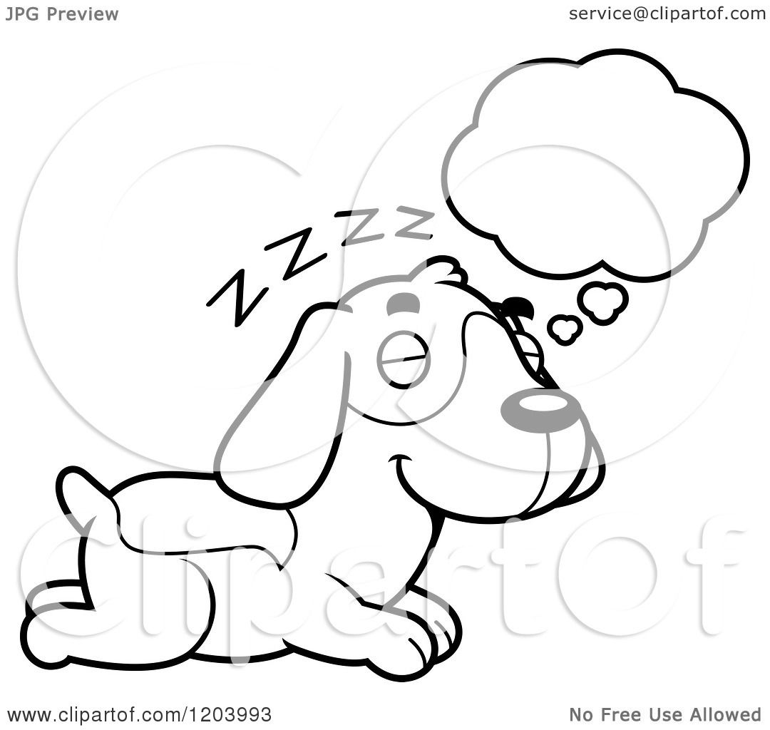 1080x1024 Cartoon Of A Black And White Cute Beagle Puppy Dreaming