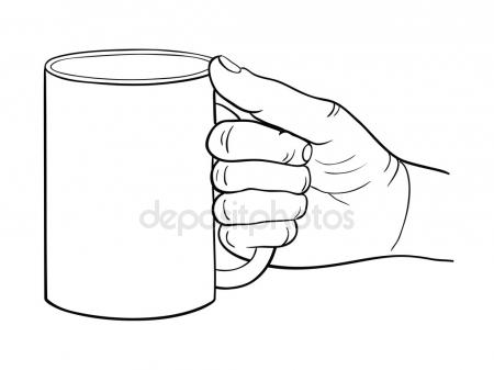 450x337 Simple Line Drawing Of Hand Holding A Pen. Stock Vector Tusia