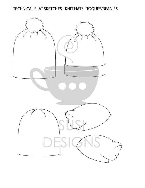 612x792 Technical Flat Sketches For Fashion Design Knit Hats