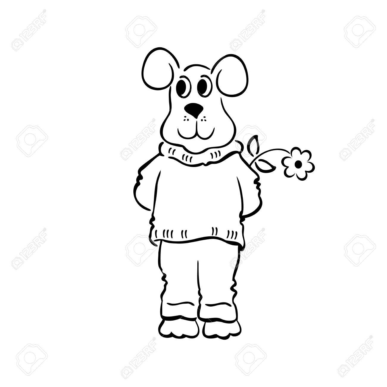 1300x1300 Sketchy Doodle Dog Vector Illustration. Outlined Cartoon Drawing