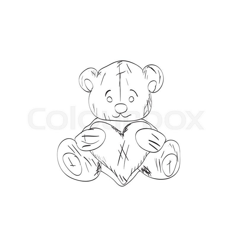 800x800 Teddy Bear Sketch. Drawing On A White Background Stock Vector