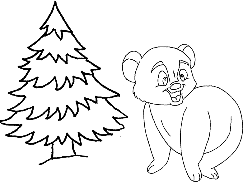 781x583 Coloring A Bear Next To A Christmas Tree Picture