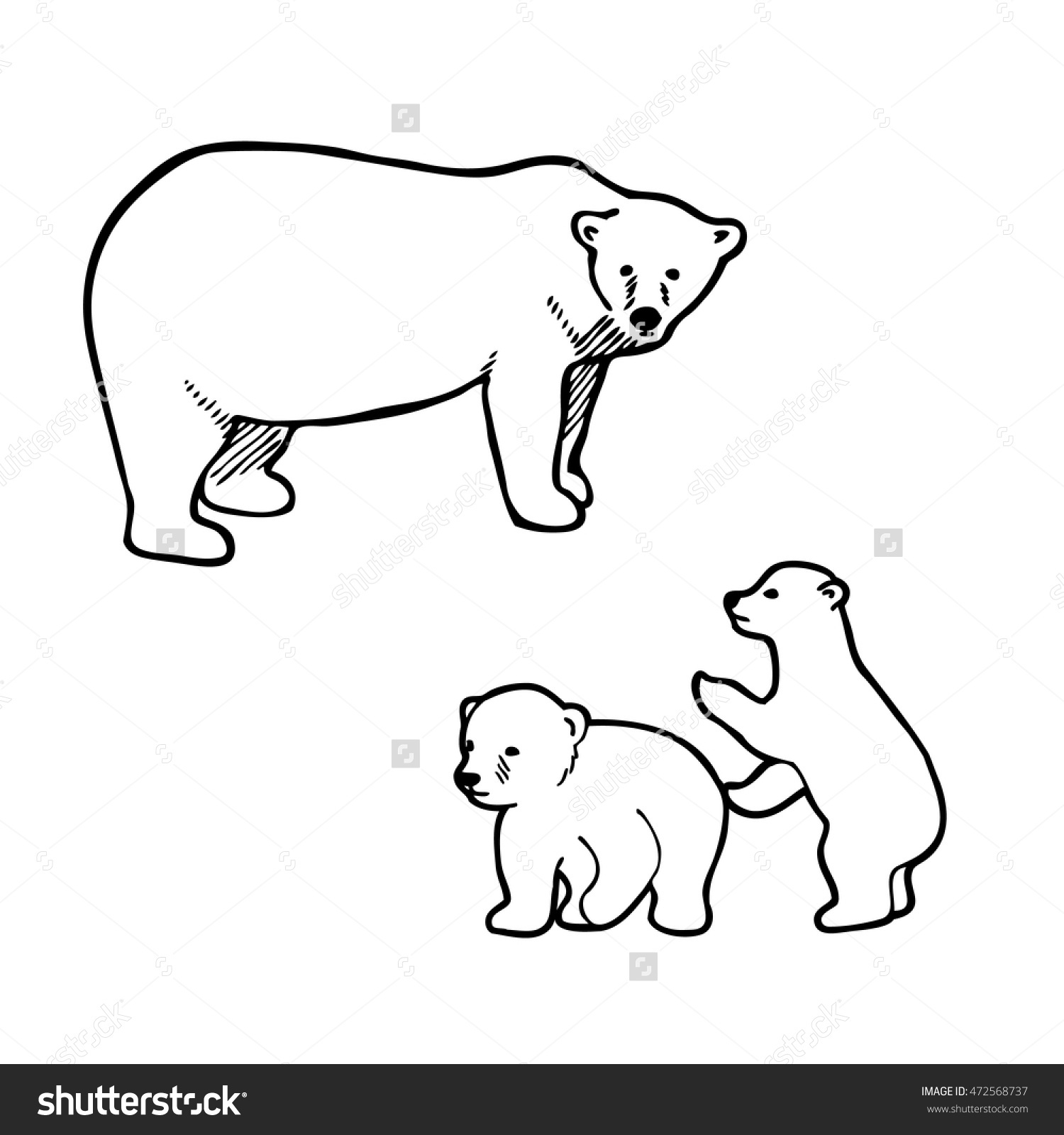 1500x1600 Outline Drawing Of A Polar Bear Polar Bear Playing Cubs Outline